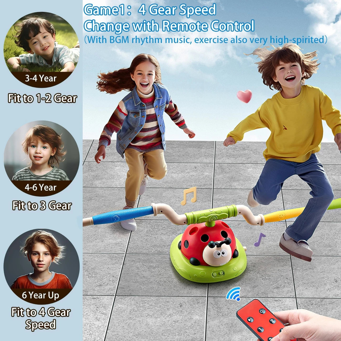 3 In 1 Musical Jump, Ring Toss Game