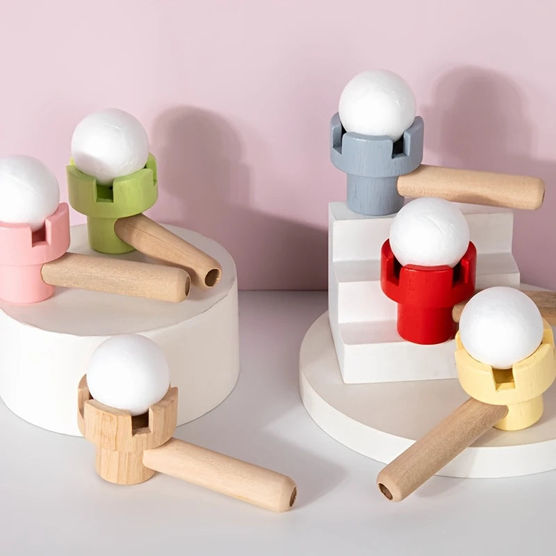 Kids Wooden Balloon Blowing Toy, Sensory Training, Lung Capacity Exercise