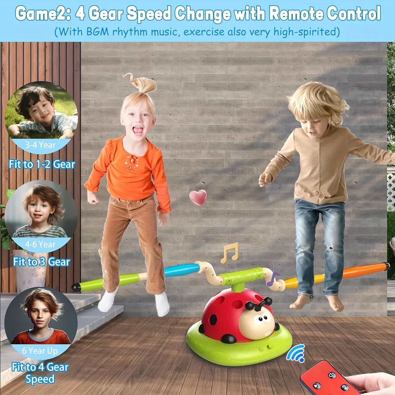 3 In 1 Musical Jump, Ring Toss Game