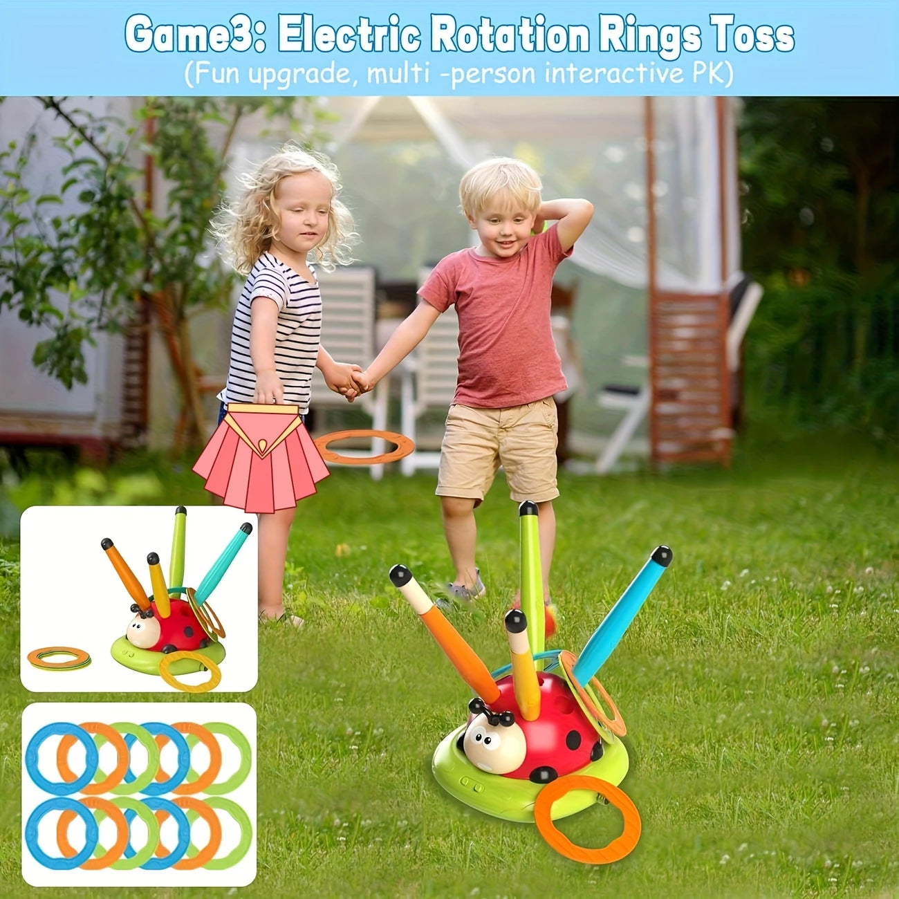 3 In 1 Musical Jump, Ring Toss Game